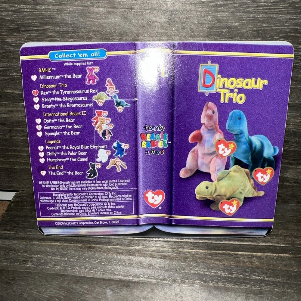 Vintage‎ 2000 McDonald's Rex Beanie Baby New In Package with Tag